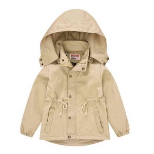 Spring Children Jackets For Boys British Style Mid-Length Trench Coat Baby Girls Outerwear Toddler Children Hoodie 2 4 6 8 Y J220718