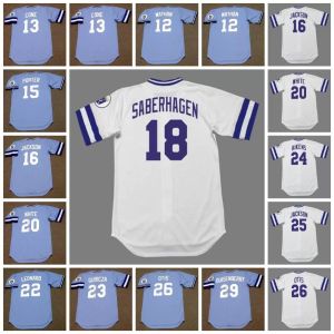 Kansascity Vintage Baseball Jersey 12 John Wathan 1980 13 David Cone 1986 Porter Jackson Saberhagen White 1 Leonard Gubicza Aikens Otis 29 Dan Quisenberry 1985