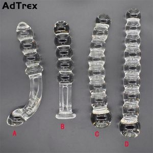 Glass 8 Analpärlor Butt Plug stor boll Stor Crystal Dildo Penis Artificial Dick Gay Masturbate Adult Sex Toy for Women Men 220520