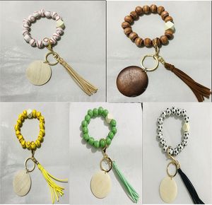 20 Styles Beaded Bracelet Keychain Pendant Party Favor Sports Ball Soccer Baseball Basketball Wooden Bead Bracelet de306