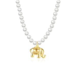 Ketten Perlen Halskette für Frauen niedliche stereoskopische Elefant -Anhänger Luxus Design Schlüsselbein Kette Hochzeit Geburtstag Schmuck Geschenkchains