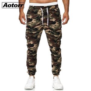 Bawełniany męski jogger jesienna ołówek harem spodnie mężczyźni kamuflaże spodni wojskowy luz komfortowe spusty ładunkowe Camo jogger 201110