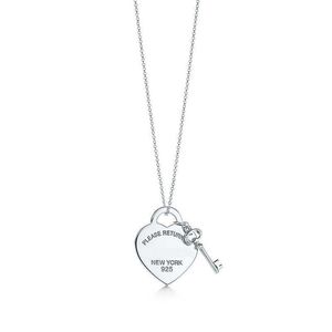 Please Return to New York Heart Key Pendant Necklace Original Silver Love Necklaces Charm Women DIY Charm Jewelry Gift Clavicl270N