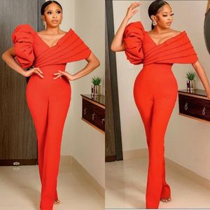 Red Jumpsuit Evening Dresses Satin Pleat Prom Gowns Ladies Party Outfits Second Reception Dress 2022