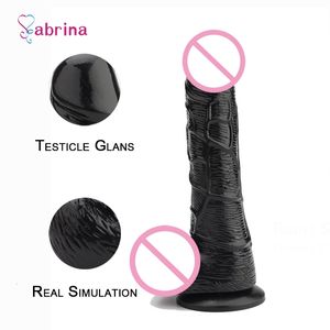 Massager di giocattoli sessuali Black morbido giocattoli di dildo realistici per donne masturbazione g con tazza di aspirazione vera spina anale sesso cazzo sesso