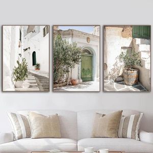 Obrazy Puglia drzewo drzwi drukuj włochy ściana z krajobrazem płótno artystyczne plakat i obraz do salonu Home DecorPaintings