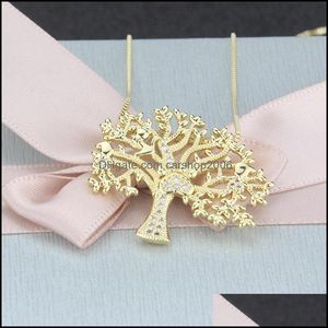 Anhänger-Halsketten, Anhänger, Schmuck, Ankunft, trendiger Baum des Lebens, Gold, Kupfer, weißer Zirkonia, für Muttertag, Halskette, Geschenk, Tropfenlieferung