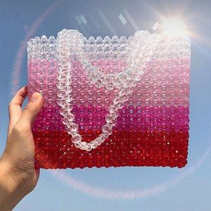 Evening Bags Luxury Design Summer Beaded Bag Shoulder Pearl Handbag Acrylic For Women Vintage Clutch Purse BucketEvening BagsEvening