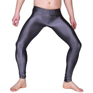 Pantaloni da uomo Leggings attillati a vita bassa Pantaloni sexy bodybuilding slim in spandexUomo
