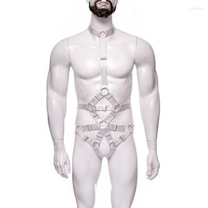 Garters Men White Set Body Chest Harness Punk Male Bondage Crop Top Costume Sexy Gay Club Rave StrapsGarters