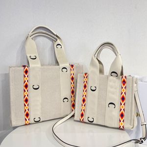 Canvas Beach Tote Bag Purse Handbag Shop Bag Book Totes Crossbody Bags Top Quality Open Pouchette Large Capacity Woven Belt Classic Letter Print Key Pouch