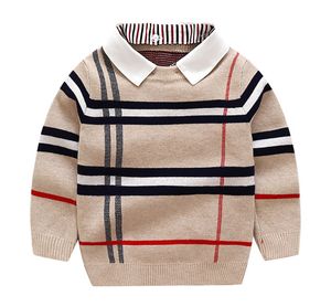 Småbarn barn flickor pojkar kläder hösten våren pullover topp långärmad vanlig tröja mode stickad tröja gentleman outfit