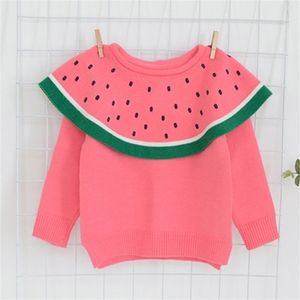 Baby Girls Sweater Cotton Ttoddler Baby Girls Jumper Watermelon Children Cloak Kids Knitted Outerwear LJ201128