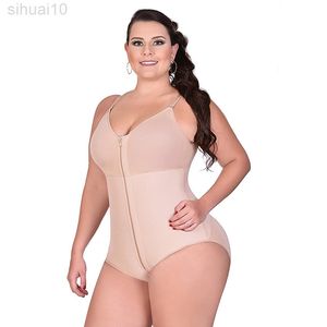 Women Full Body Shaper Shapewear Slimming Briefs Butt Lift Tummy Control Waist Trainer Bodysuit Underwear Plus Size Zipper Style L220802