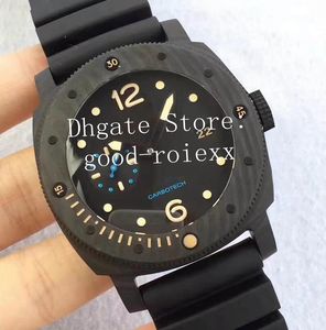 47mm kolklockor män tittar på mens automatiska cal.P.9000 Black Carbotech Fiber Dwayne Datum vs Pam Rubber Strap Band 616 VSF Mechanical Sport 00616 Handsur