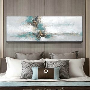 Original Abstract Painting Light Blue Oil Painting Posters And Prints Wall Art Canvas Pictures for Living Room Home Decoration