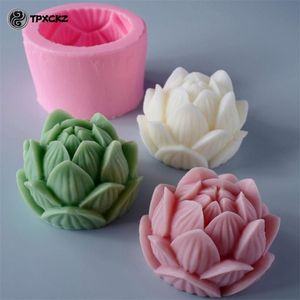 Aromatherapy Candle 3D Lotus Flower Shape Mould DIY Peony Handmade Soap Model Plaster Mold Silicone 220629
