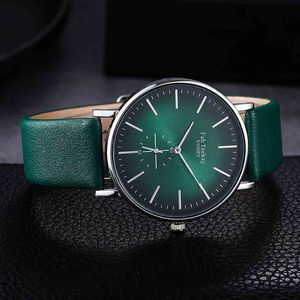 Orologio da donna uomo in pelle moda casual semplice nero verde Ladi orologio da polso al quarzo in lega orologio da polso Relogio FemininoF7TL