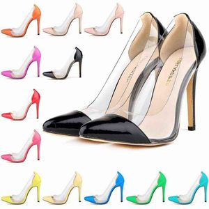 Kleid Schuhe Pumps Designer Frauen Schuhe Frühling und Sommer Trendy Spleißen Transparente Dünne High Heels Spitz Nachtclub Sandalen 220610