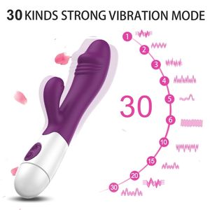 Massageador de brinquedos sexuais de brinquedo Olo Dildo Rabbit Vibrador dual vibrat￳ria clit￳ris G-spot estimula￧￣o feminino massagem anal de massagem er￳tica JS66 Ja6z 54in