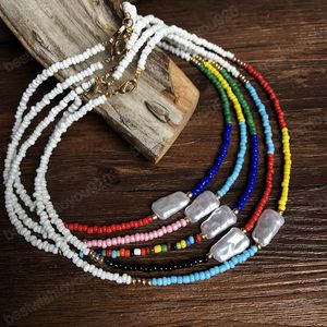 Colorful Seed Bead Pearl Choker Women Natural Beads Bib Collier Femme Bohemian Statement Vintage Collare