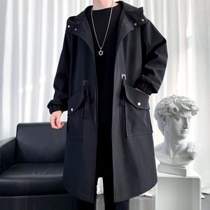 Men's Trench Coats Coat Mens Fashion Overcoat Casual Slim Fit Solid Long Male Windbreaker Outwear Homme Viol22