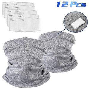 BERETS 12 PCS unisex nacke Gaiter Scarf med filterfickrör Bandana Motorcykel Halva ansiktet Cover Outdoor Cycling Sunscreen Magic Mask