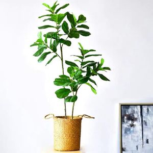 Decorative Flowers & Wreaths 122cm Fake Tropical Tree Artificial Ficus Plants Branch Plastic Rubber Real Touch Leaves Bonsai Foliage Indoor