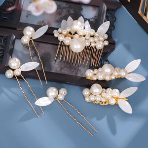 Klipsy do włosów barrettes Złote Pearl Coman Hairpin Zestaw Bridal Jewelry Wedding Dopasowanie