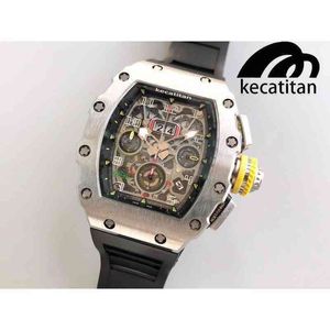 Professionell klockdatum Kecatitan Watch Richa Milles RM011-FM Series 7750 Automatisk mekanisk svart bandman