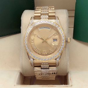 Мужчины или женщины Автоматические механические часы сапфировой стеклянный размер 41 -мм алмазные наручные часы Высокие Qulaity