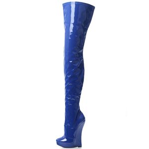 2022 New Women Wedges Thigh High Boots High Heeled Cosplay Shoes Sexy Man Performance Platforms 18CM 7 Inch Black Red White Customized Color Big Size