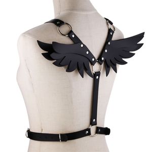 Kmvexo skrzydła skóra wiązka wiązki niewoli kołnierz plażowy halterneck gotycki talia naszyjniki na ramię seksowne oświadczenie imprezowe prezenty biżuterii