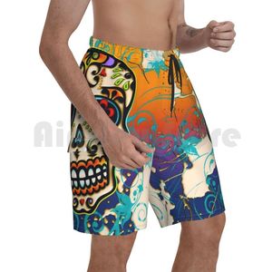 Męskie spodenki Meksykańska czaszka cukrowa dias de los muertos Days of the Dead Beach Men Pants Squulmen's Scullmen's