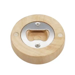 Apribottiglie sottobicchiere in legno vuoto fai-da-te a forma rotonda, decorazione con magnete per frigorifero, apribottiglie per birra