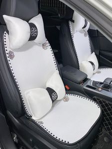 Coprisedili per auto Coprisedili universali in rete di seta ghiacciata Moda Diamante Fiore rosa Perla Cuscino automatico Cuscino per quattro stagioni Accessori interni