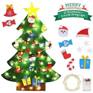 Decorações de Natal árvore de feltro Diy com LED String String Light Ano 2022 Cristmas Ornament Xmas Navidad Merry Decoration