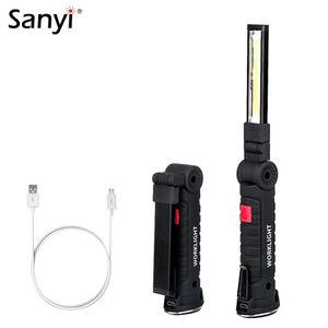 Wholesale Flashlights Torches Foldable Flexible Hand Torch Work Light Magnetic Inspection Lamp COB LED Built In Battery USB Charging PortFlashlights F