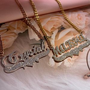 Персонализированное ожерелье с именем на заказ Bling s Gold нержавеющая сталь кубинская цепочка колье для женщин подарок ювелирных изделий 220722