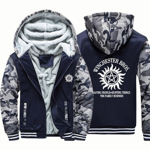 Supernatural Winchester Bros thick hoodies men winter coat jacket oversized men hoodie vintage Punk hoodyHarajuku men clothing 201127