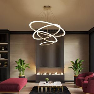 Pendant Lamps 4/3/2/1Ring Aluminum Acrylic LED Ceiling Light Living Room Bedroom Study Lighting Fixtures Office & Commercial Chandeliers