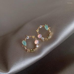 Accesorios de visión de semental Beads Opal Pendientes de flores para mujeres CRISTAL DE REFECTO DE REGALO Simple Moni22
