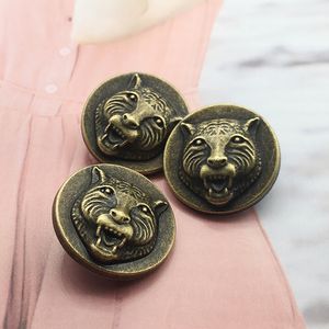 Metal Vintage Tiger Head Buttons Retro Animal Tiger Diy Sewing Button for Coat Shirt Sweater 20/23/25mm