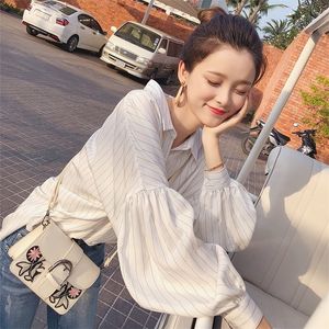 Mishow Memale Shirt Leng Sleeve Autumn Office Lady Lantern Sleeve Turn Down Collar Casuary Shirt Tops Spring MX17D4546 T200322