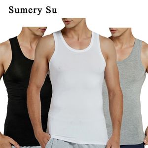 Tank tops män fitness modal full stretch solid väst manlig sommar ärmlösa toppar smala gym underskjortor 3 färger 1 st 220505