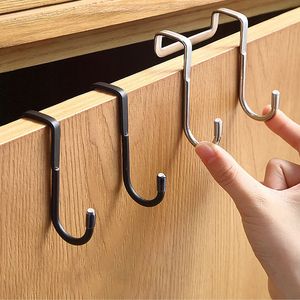 Sublimation 1PC S-type Door Hanger Hook Stainless Steel Free Punching Cabinet Doors Without Trace Clothes Hookes Door Back Wall Mounted Hooks