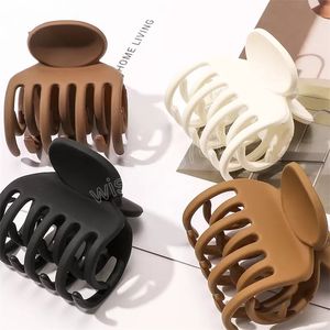 Girls Frosted Solid Color Crab Hair Clamps Small Size Plastic Alloy High Ponytail Hair Clips Claw Korean Women Cross Shower Scrunchies Hairpins Length 4 CM