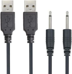 USB-Adapterkabel 2, 5 mm, Ersatz-Gleichstrom-Ladekabel, USB-Schnellladekabel, schwarz, 2er-Pack