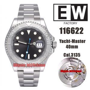 EWF Top Quality Watches 116622 40mm 904L SS Cal.3135 Automatisk herrklocka grå urtavla rostfritt stål armband herrar armbandsur