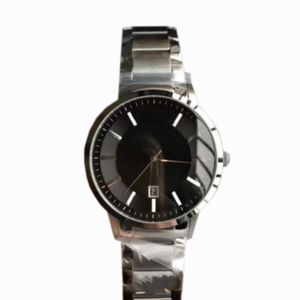 43 -мм кварцевые мужские наручные часы сетка черный циферблат серебряный нержавеющий ремешок хронограф 2457 Мужские часы